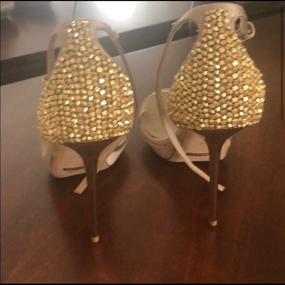 WORN Once Authentic Burberry Gold and beaded heels - Picture 2 of 7